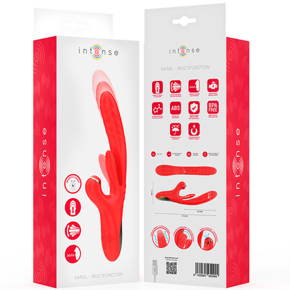 INTENSE - KAROL VIBRADOR MULTIFUNCIÓN EMPUJE & ESTIMULACIÓN & ONDAS ESTIMULADORAS ROJO